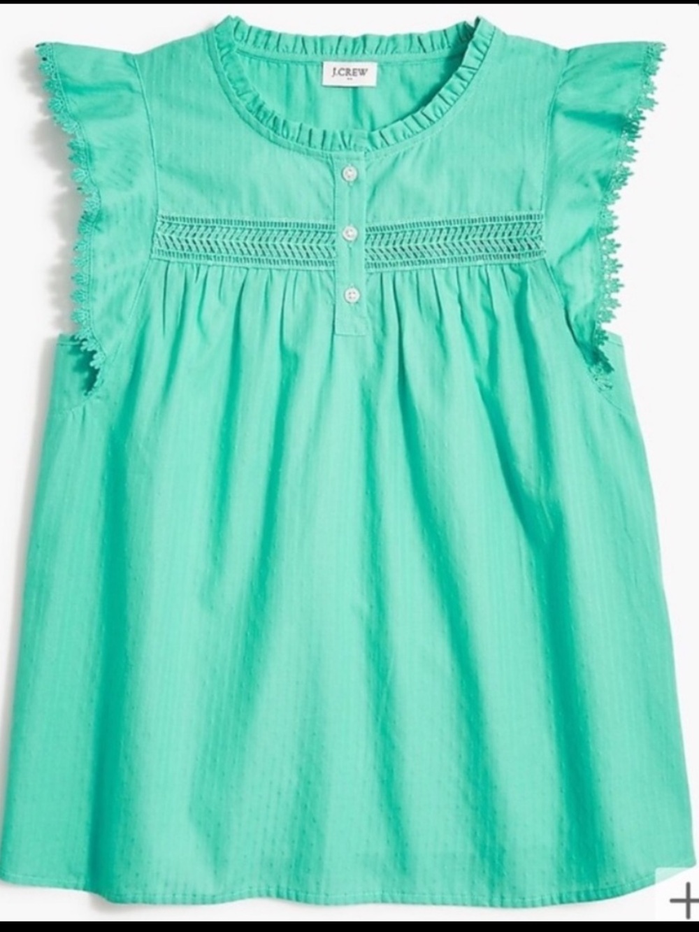 J. Crew Factory Sleeveless Ruffle Top Embroidered Blouse Women’s XXS Teal